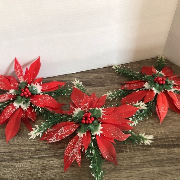 Vtg Faux Poinsettia Suction Cup Window Decor - Picture 2 of 8